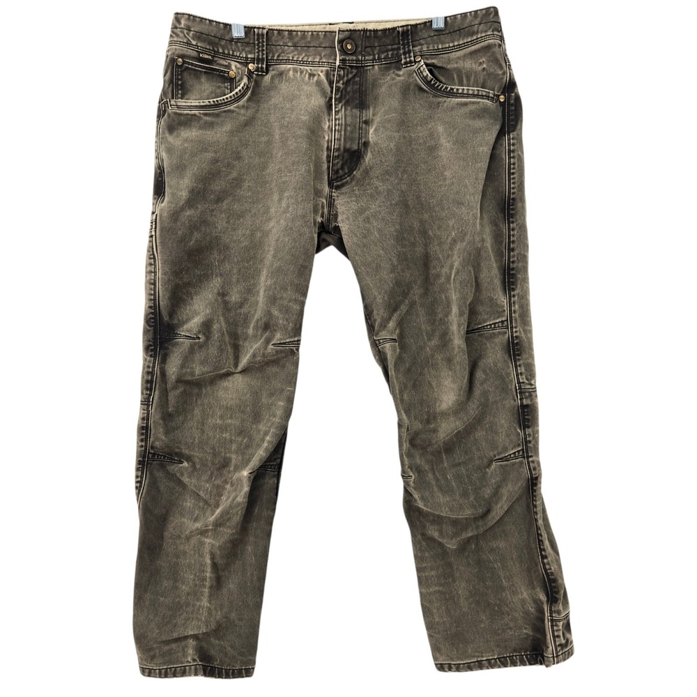 Kuhl RYDR Pants Mens 36x28 Brown Hiking Workwear Vintage Patina Dye Canvas Knee